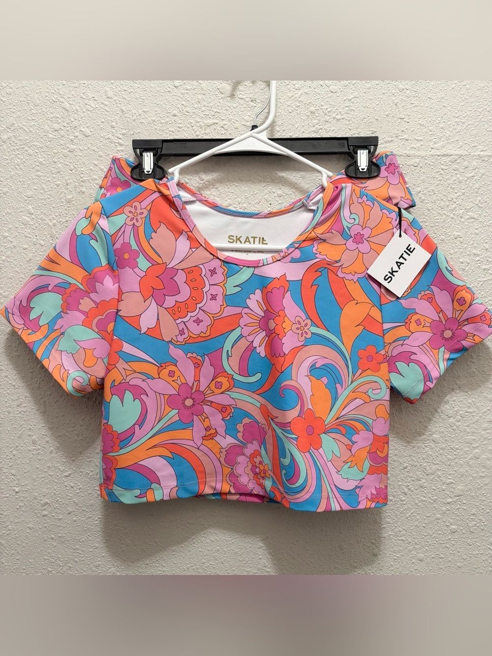 Skatie Piper Crop Top Swim Top and Bikini Bottoms in Lanai Size XL